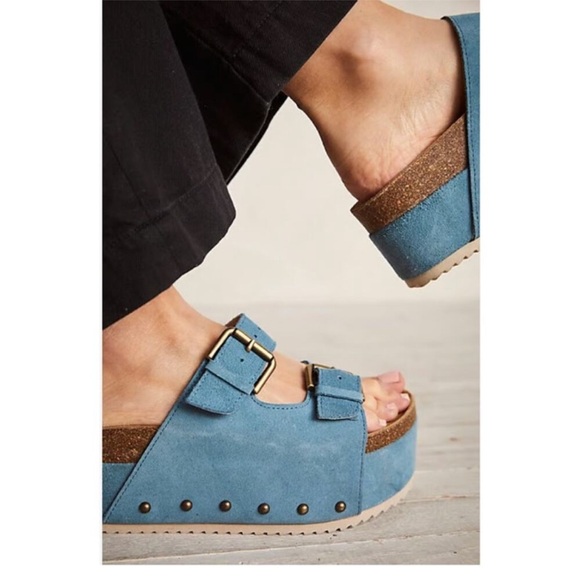 Free People Intentionally Blank Rule Breaker Platform Sandals Suede 40 EU or - Picture 2 of 14